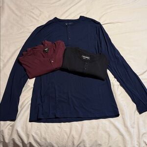 3 Express Long sleeve Henley shirts